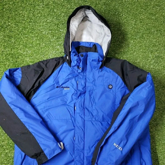 Large Columbia XCO Full Zip Black Blue Storm Dry Hooded Jacket - Picture 3 of 9